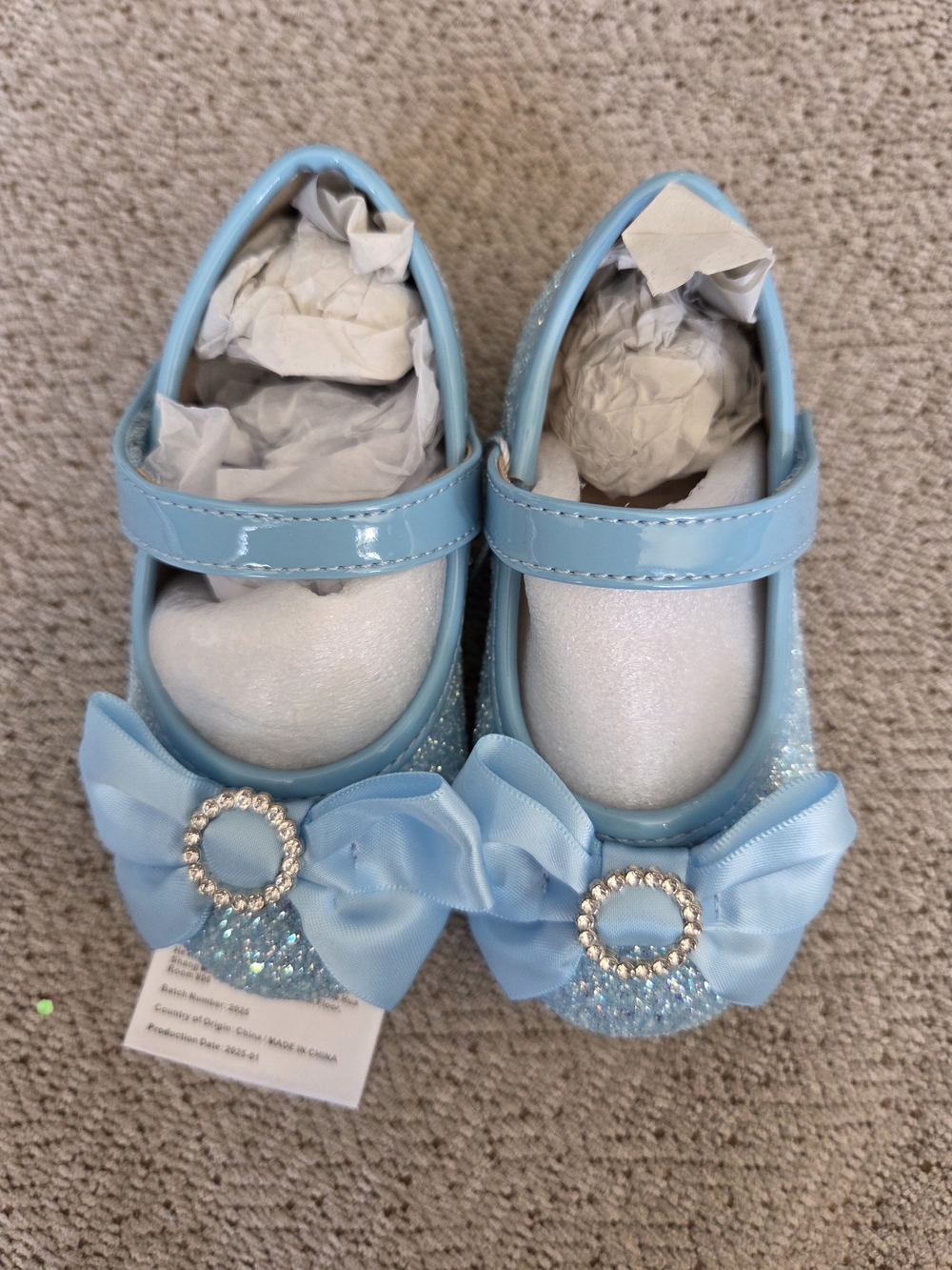 Blue Girls' Sparkle Bow Mary Jane Shoes